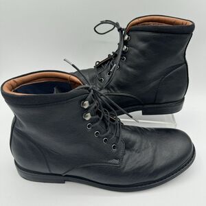 Call It Spring Dark Leather Lace-Up Boots